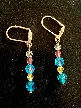Lia Sophia Gold-Tone Drop Earrings with Blue, Yellow, Pink and Clear Beads
